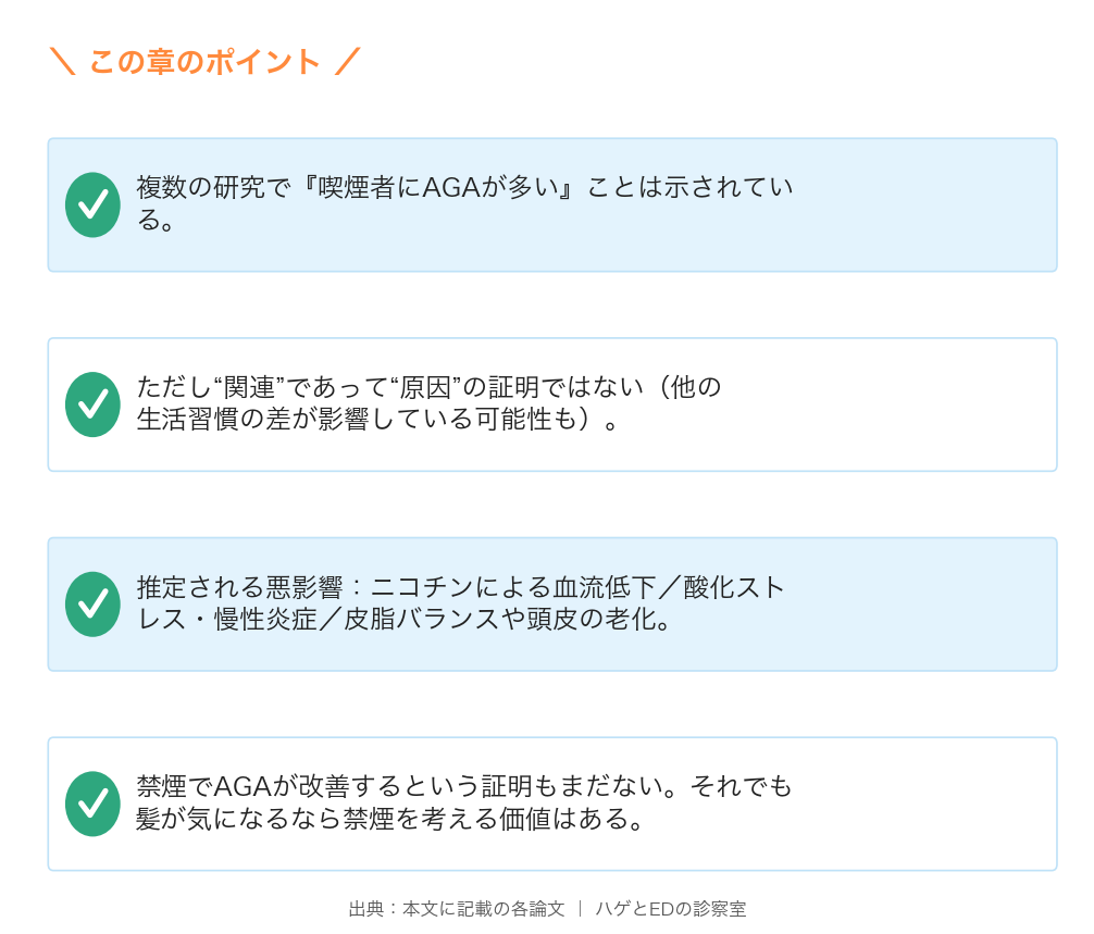 相関≠因果。推定される悪影響（血流低下・酸化ストレス・皮脂/老化）