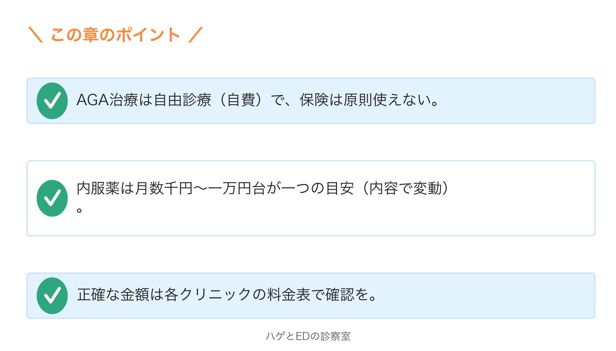 AGA治療の費用の要点まとめ