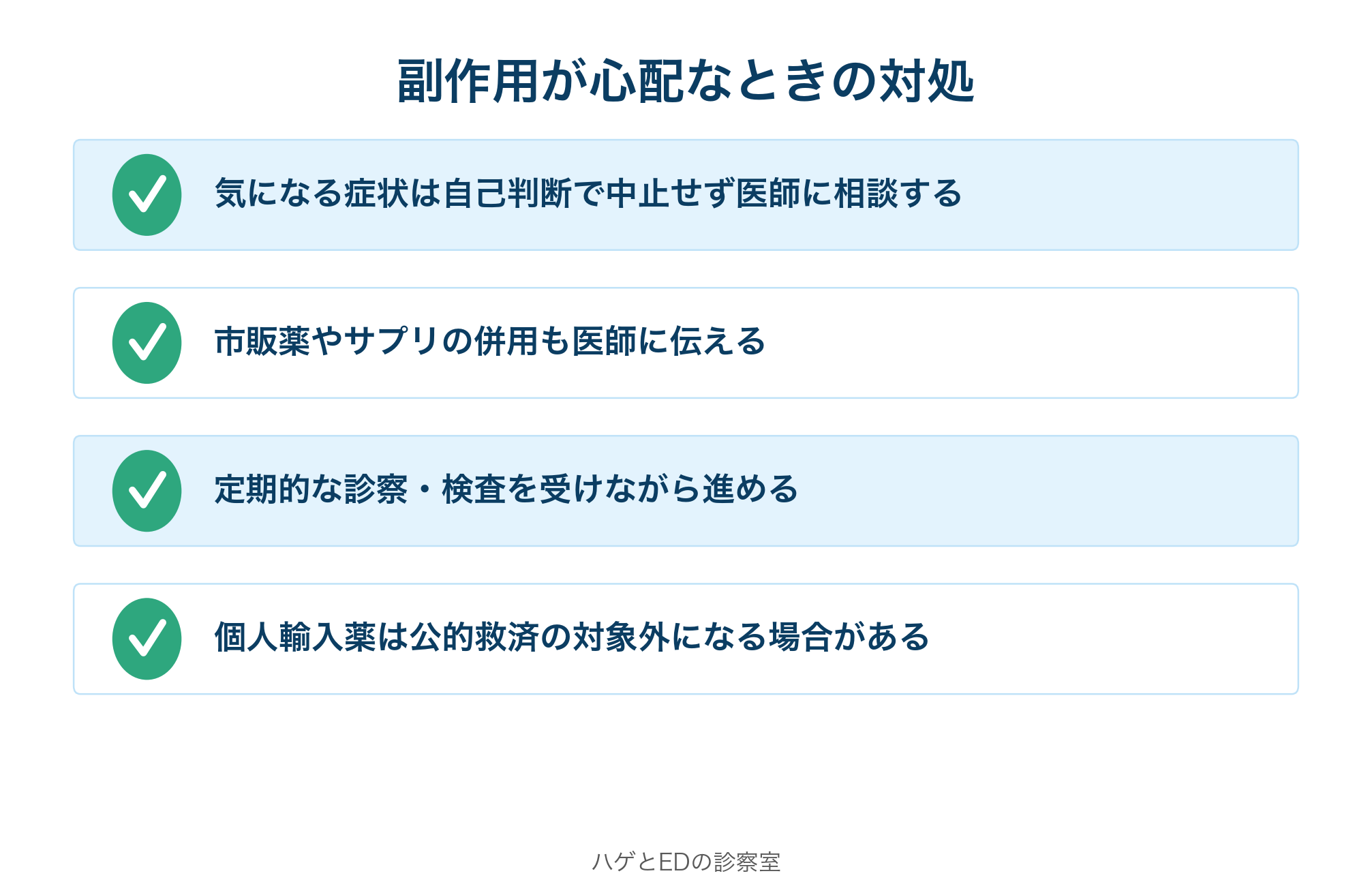 副作用が心配なときの対処の要点