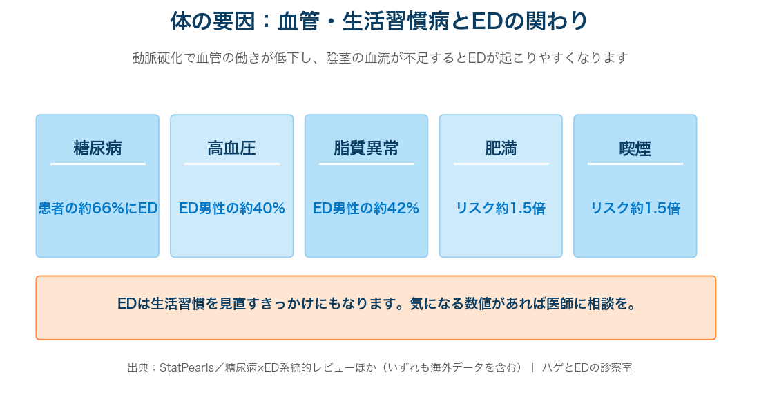 生活習慣病とEDの関わりを示す数値の図